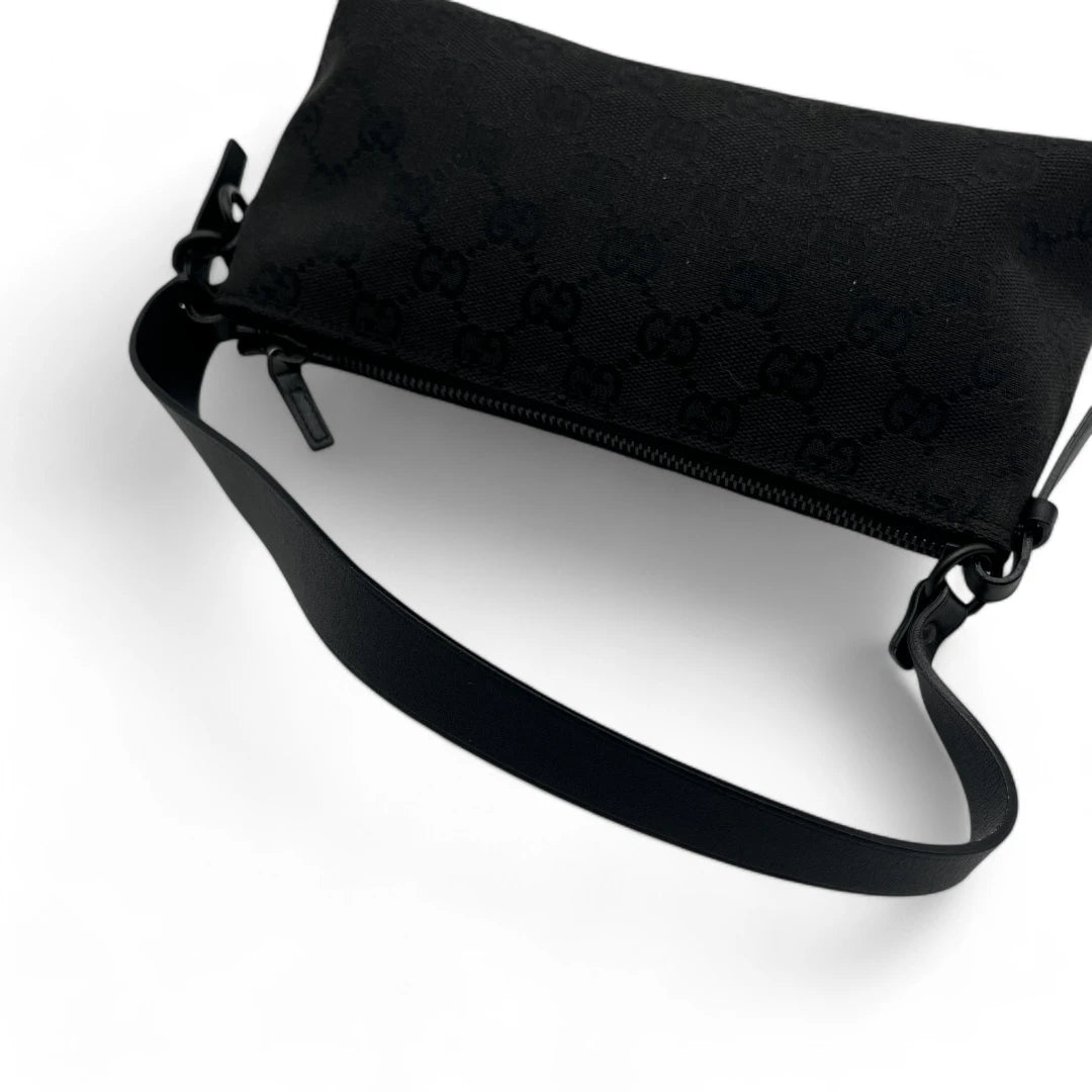 Gucci handbag / pochette with black leather details monogram black