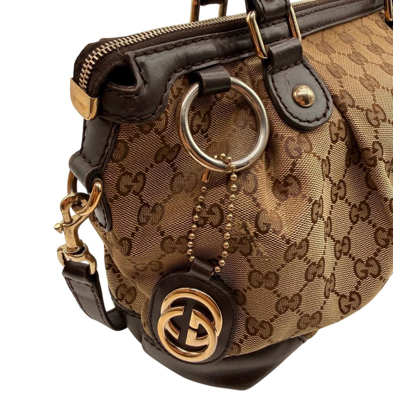 Gucci Handtasche Sukey mit Umhängegurt monogram beige