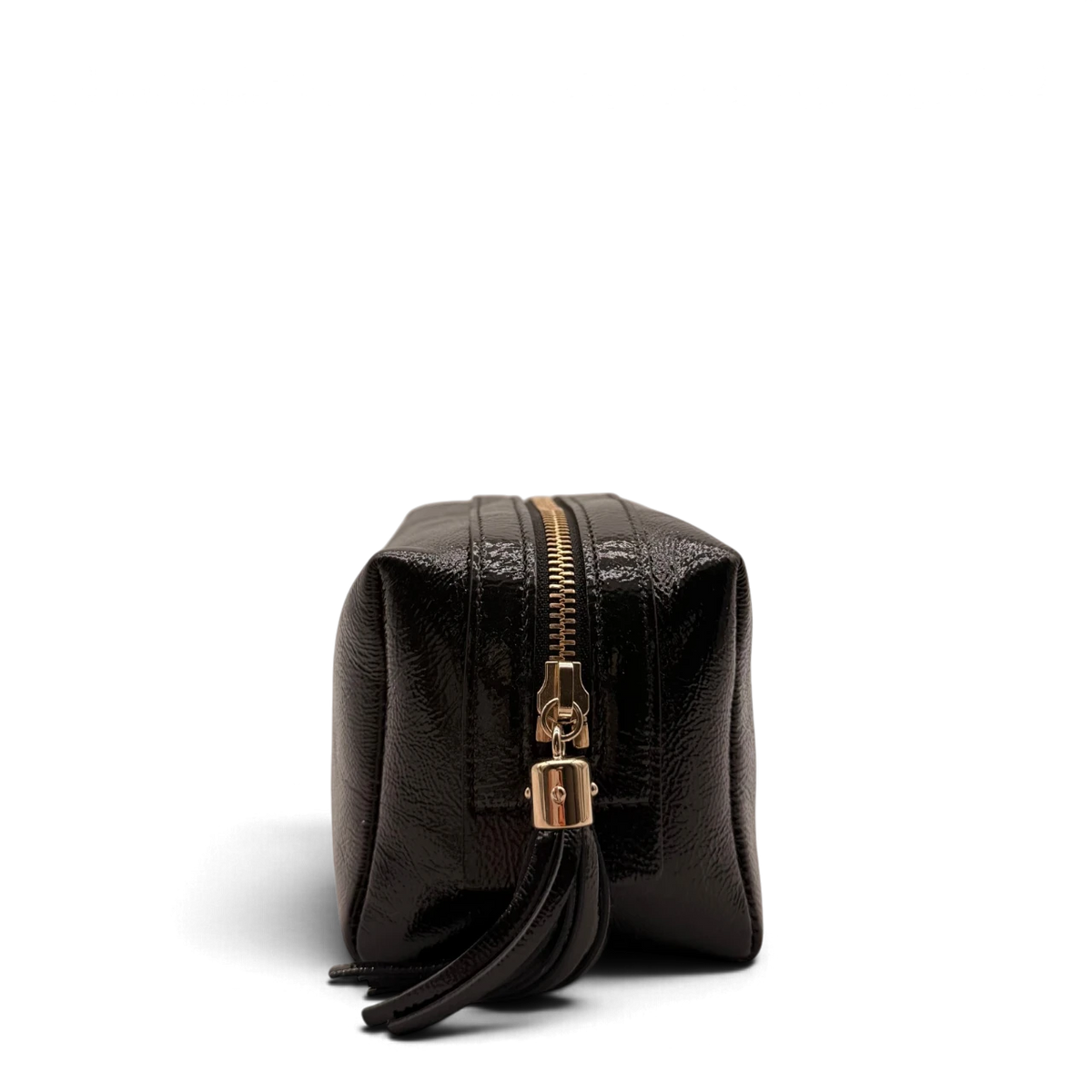 Gucci Kulturbeutel / Kosmetiktasche Soho aus Leder glänzend schwarz – Seitenansicht