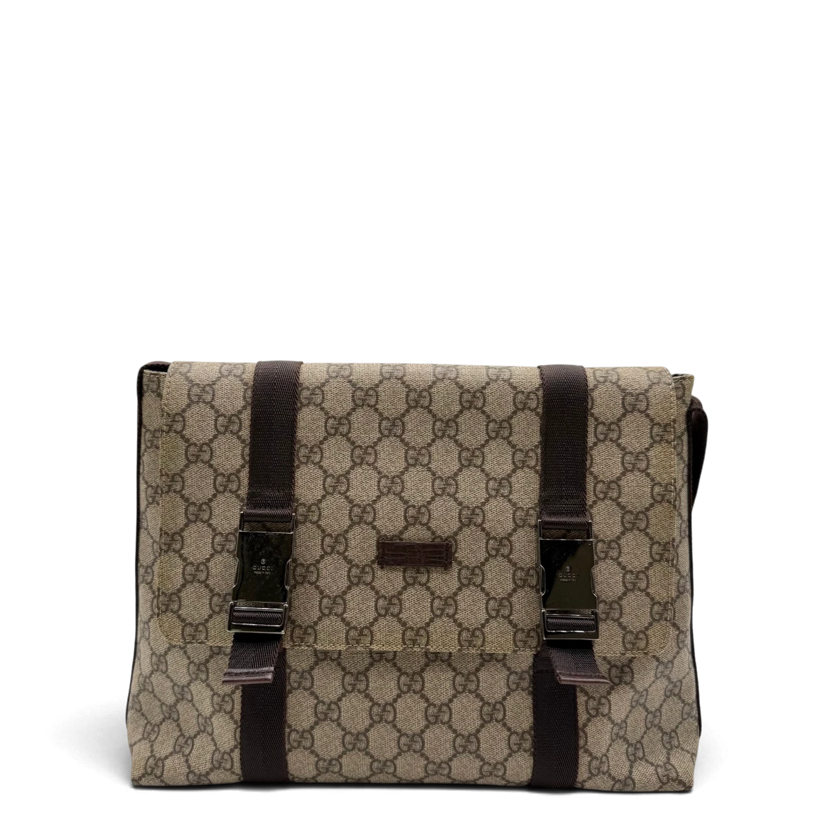 Gucci Messengertasche mit zwei Schnallen monogram beige