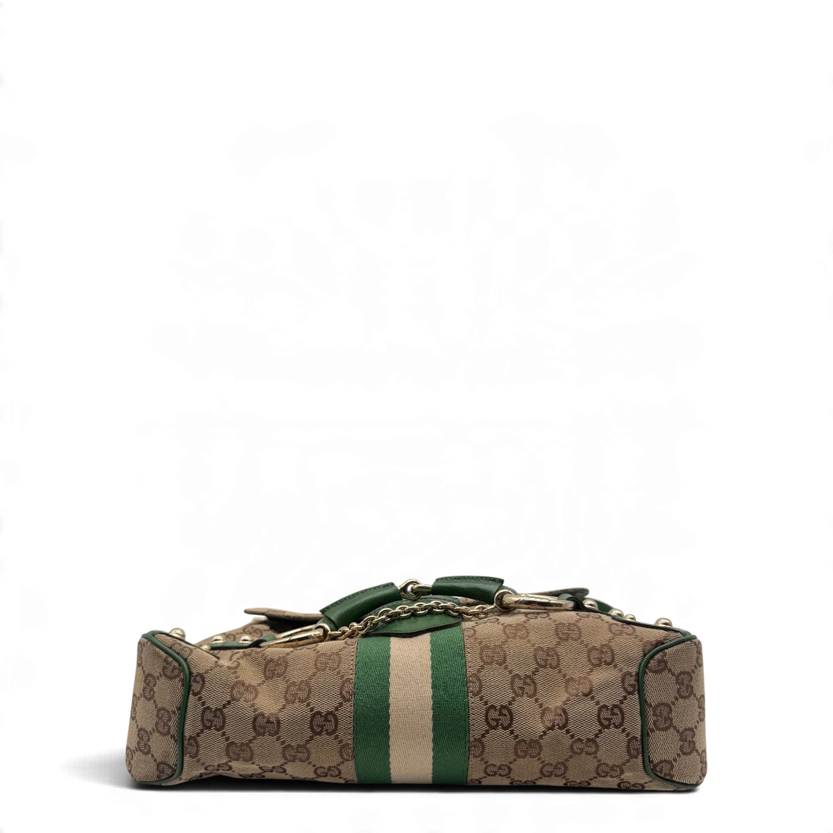 Gucci Schultertasche Horsebit 1955 monogram beige – Unterseite
