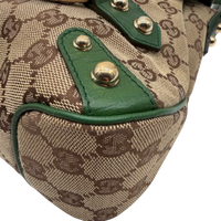 Gucci Schultertasche Horsebit 1955 monogram beige – Ecken im Detail