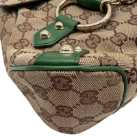 Gucci Schultertasche Horsebit 1955 monogram beige – Ecken im Detail