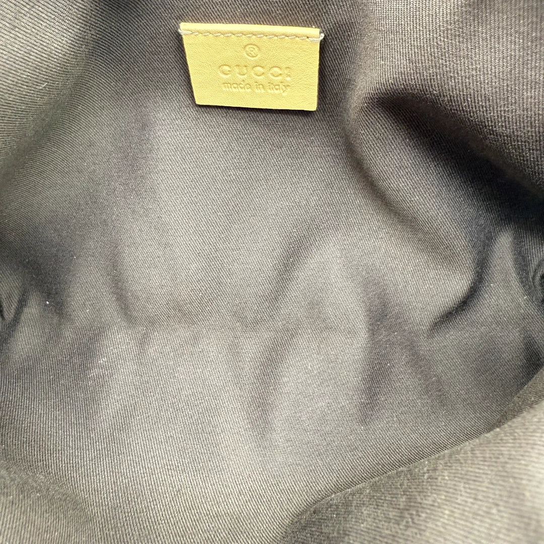 Gucci Pochette with light brown leather details monogram beige