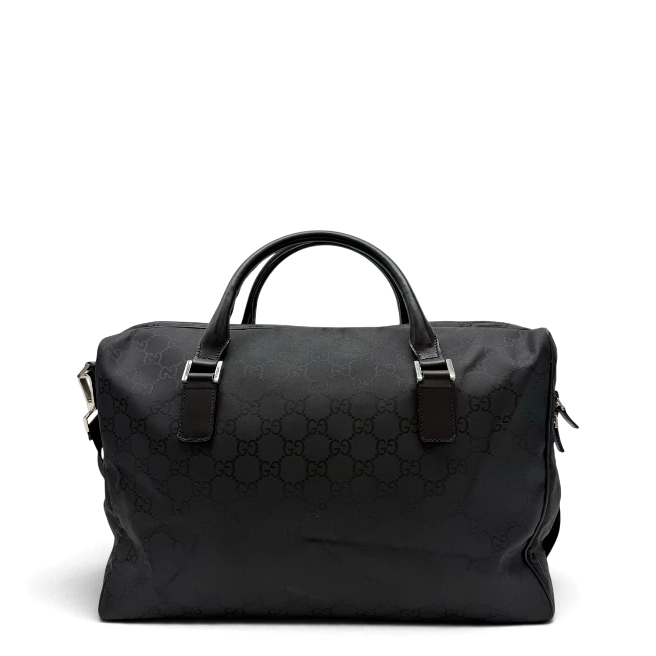 Gucci Reisetasche 50 mit Umhängegurt monogram aus Nylon schwarz