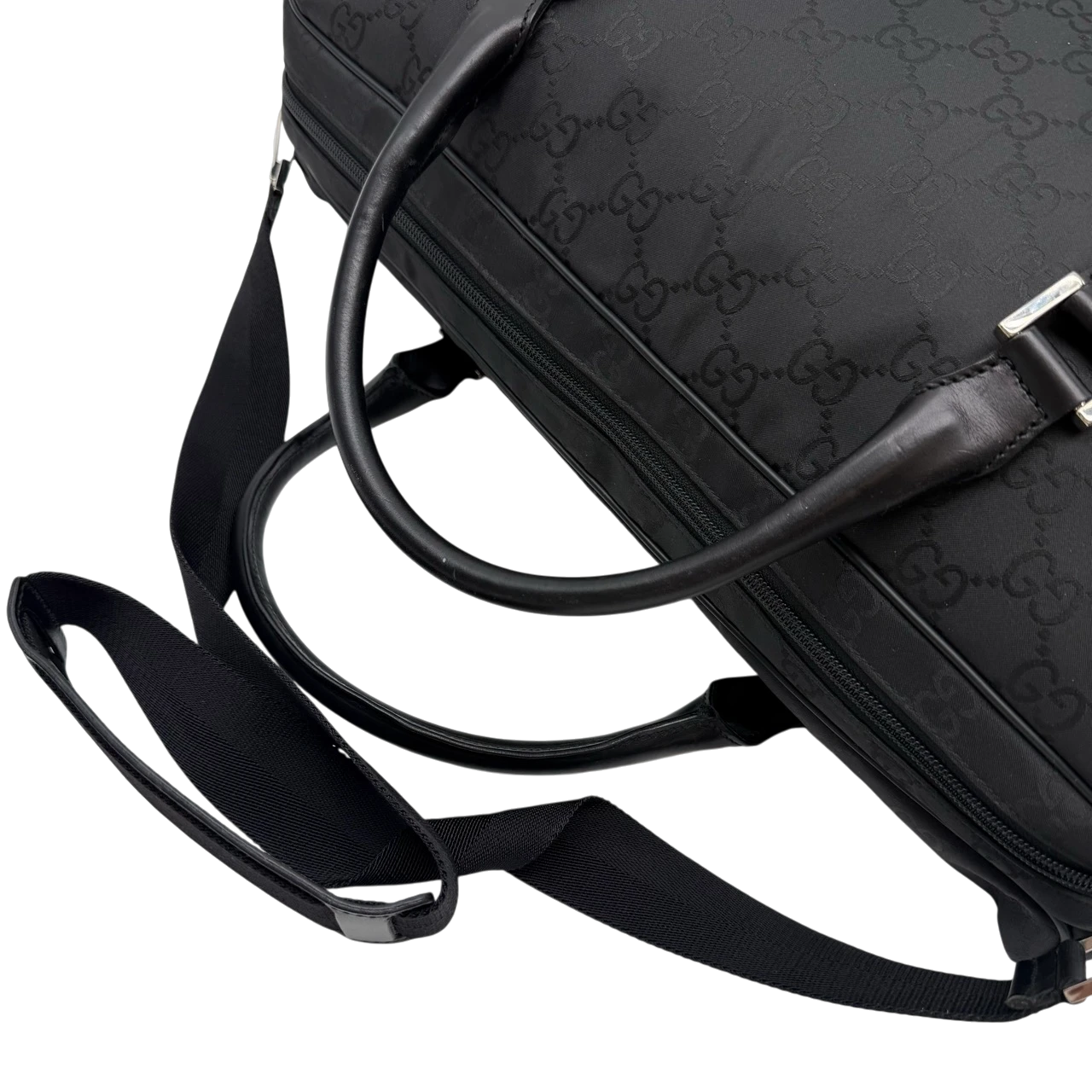 Gucci Reisetasche 50 mit Umhängegurt monogram aus Nylon schwarz