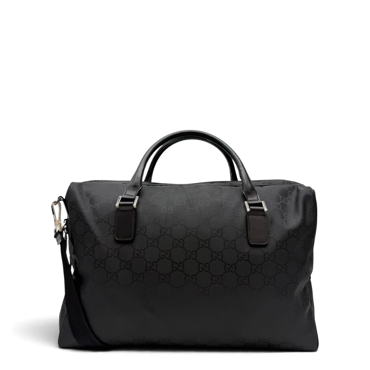 Gucci Reisetasche 50 mit Umhängegurt monogram aus Nylon schwarz