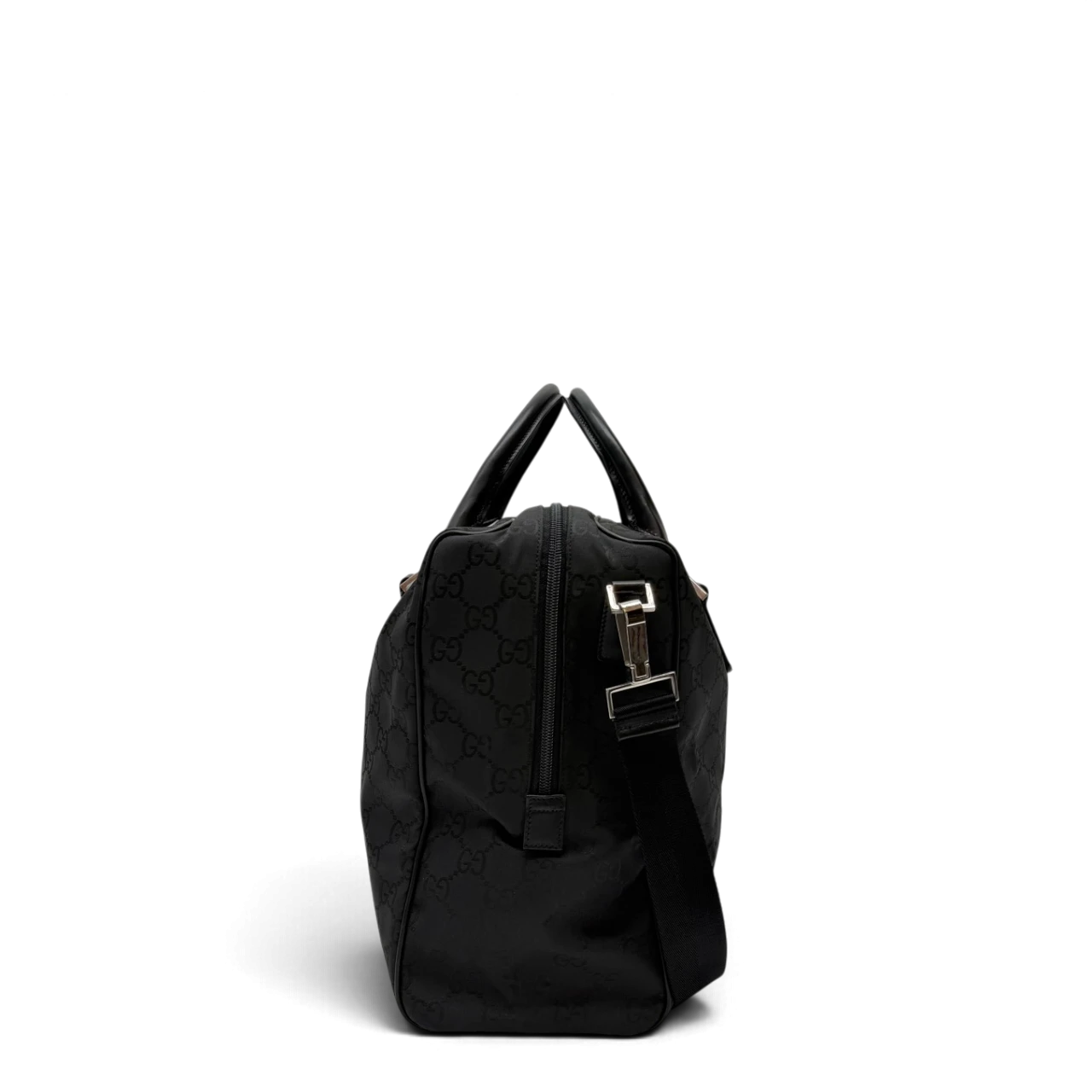 Gucci Reisetasche 50 mit Umhängegurt monogram aus Nylon schwarz