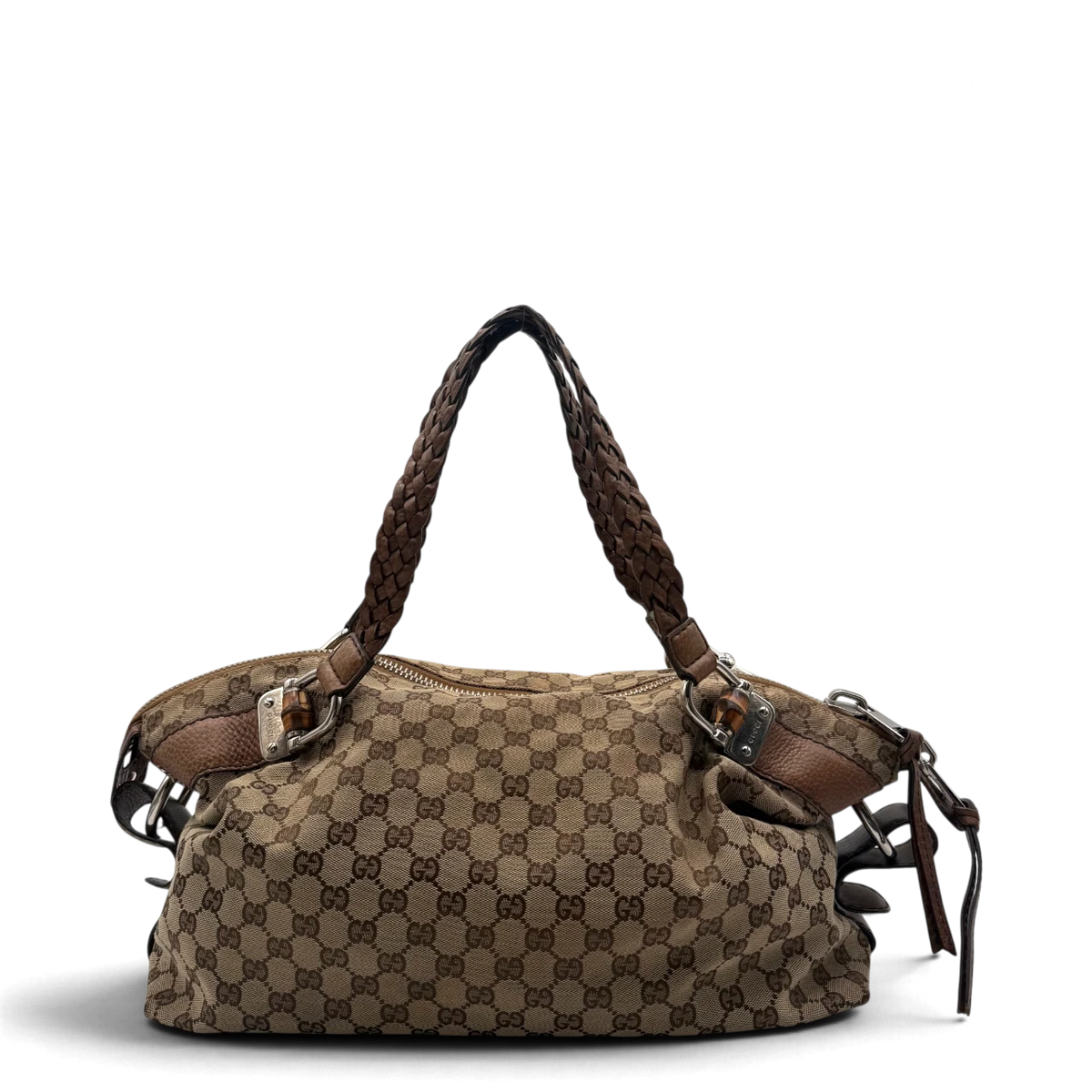 Gucci Schultertasche Bamboo Bar monogram beige