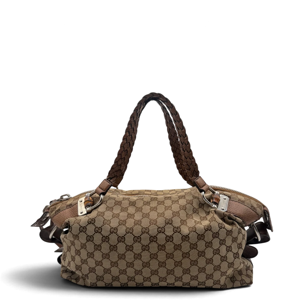 Gucci Schultertasche Bamboo Bar monogram beige