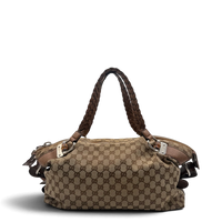 Gucci Schultertasche Bamboo Bar monogram beige