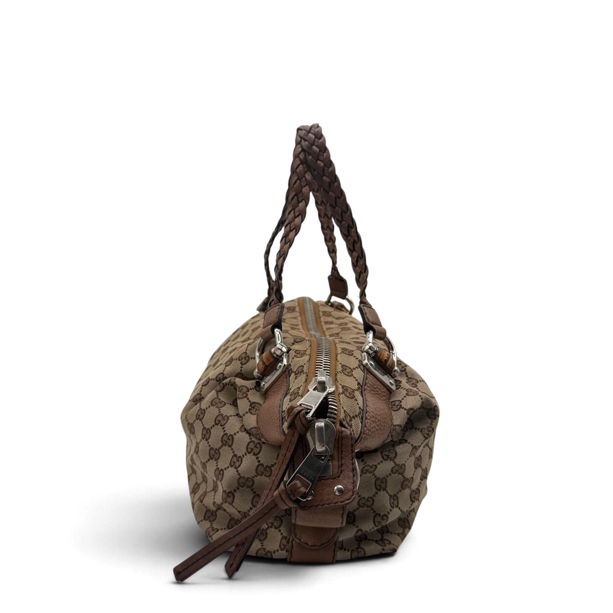 Gucci Schultertasche Bamboo Bar monogram beige