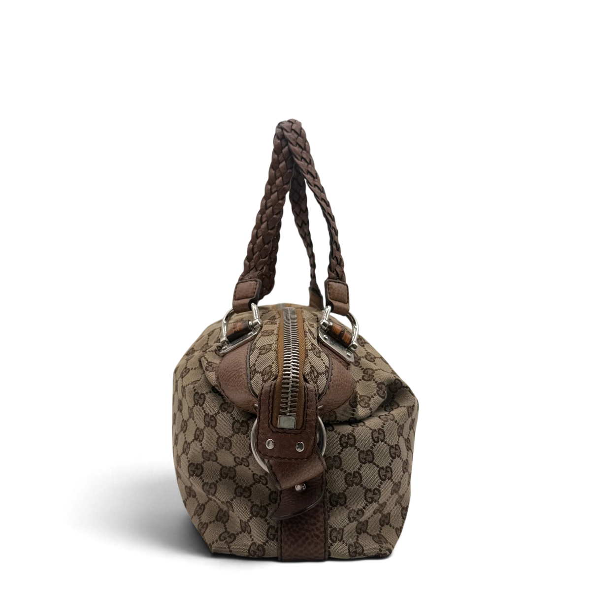 Gucci Schultertasche Bamboo Bar monogram beige