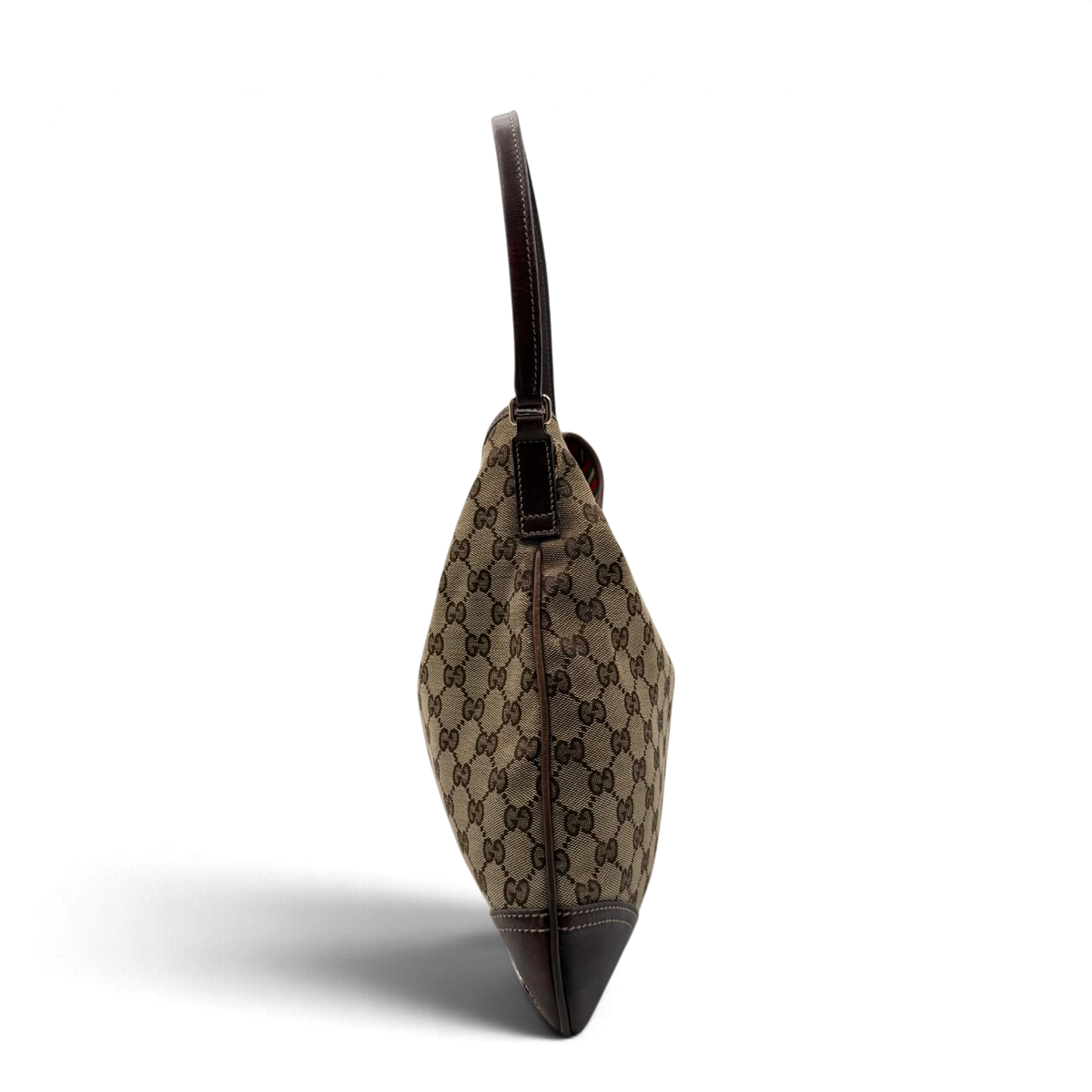 Gucci Schultertasche Britt Hobo monogram beige – Seitenansicht
