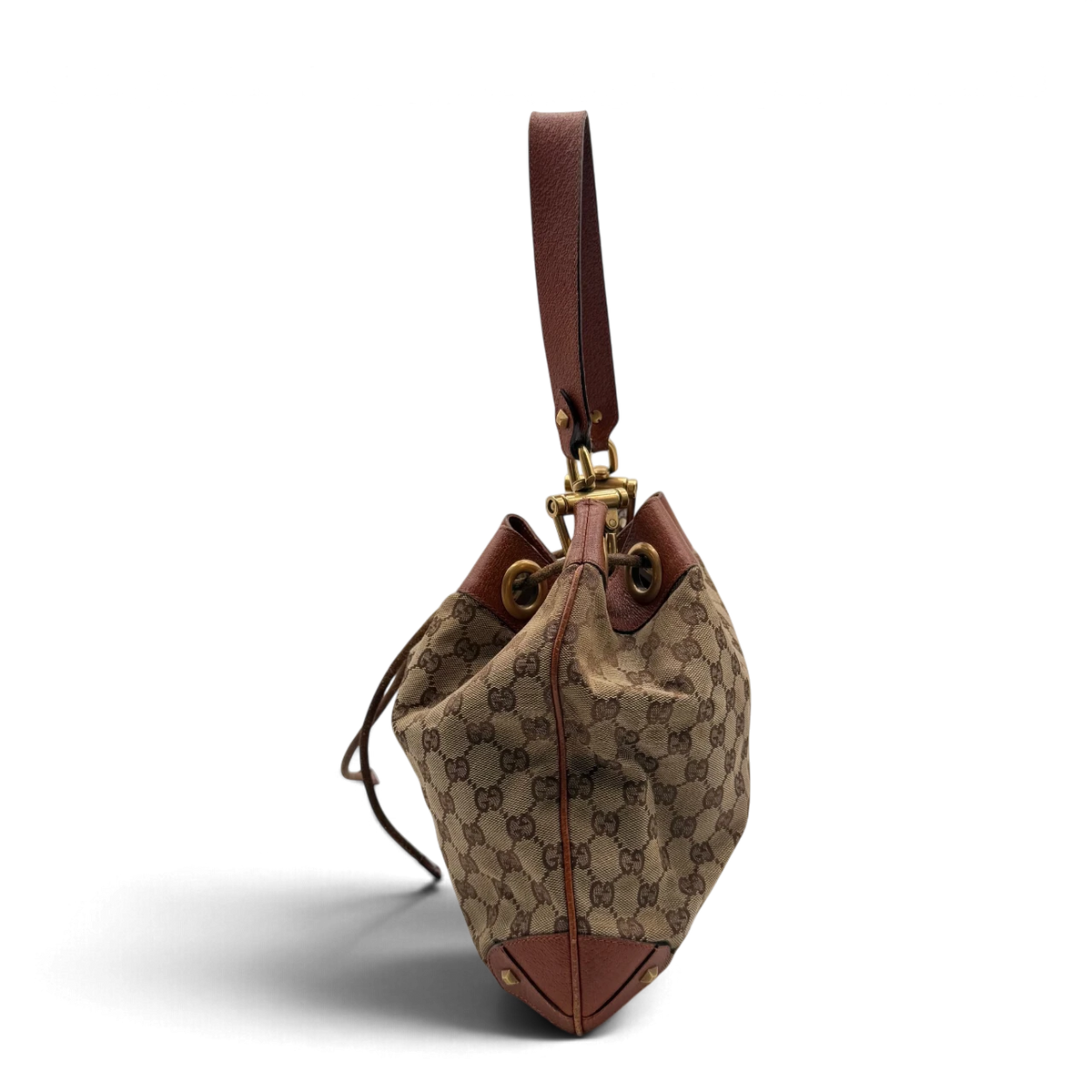Gucci Schultertasche Bucket monogram beige – Seitenansicht