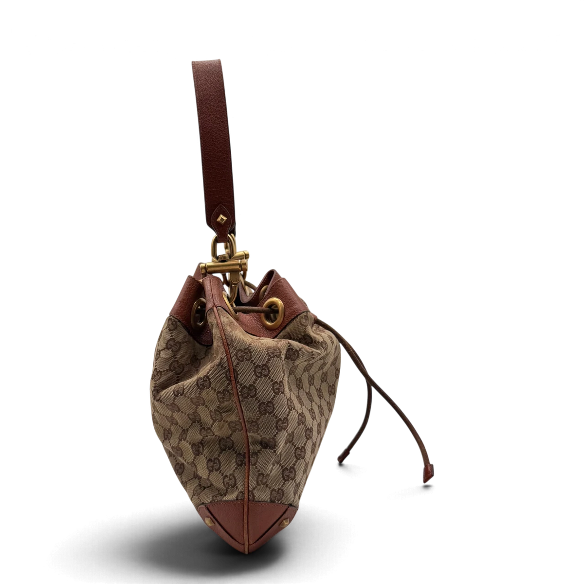 Gucci Schultertasche Bucket monogram beige – Seitenansicht