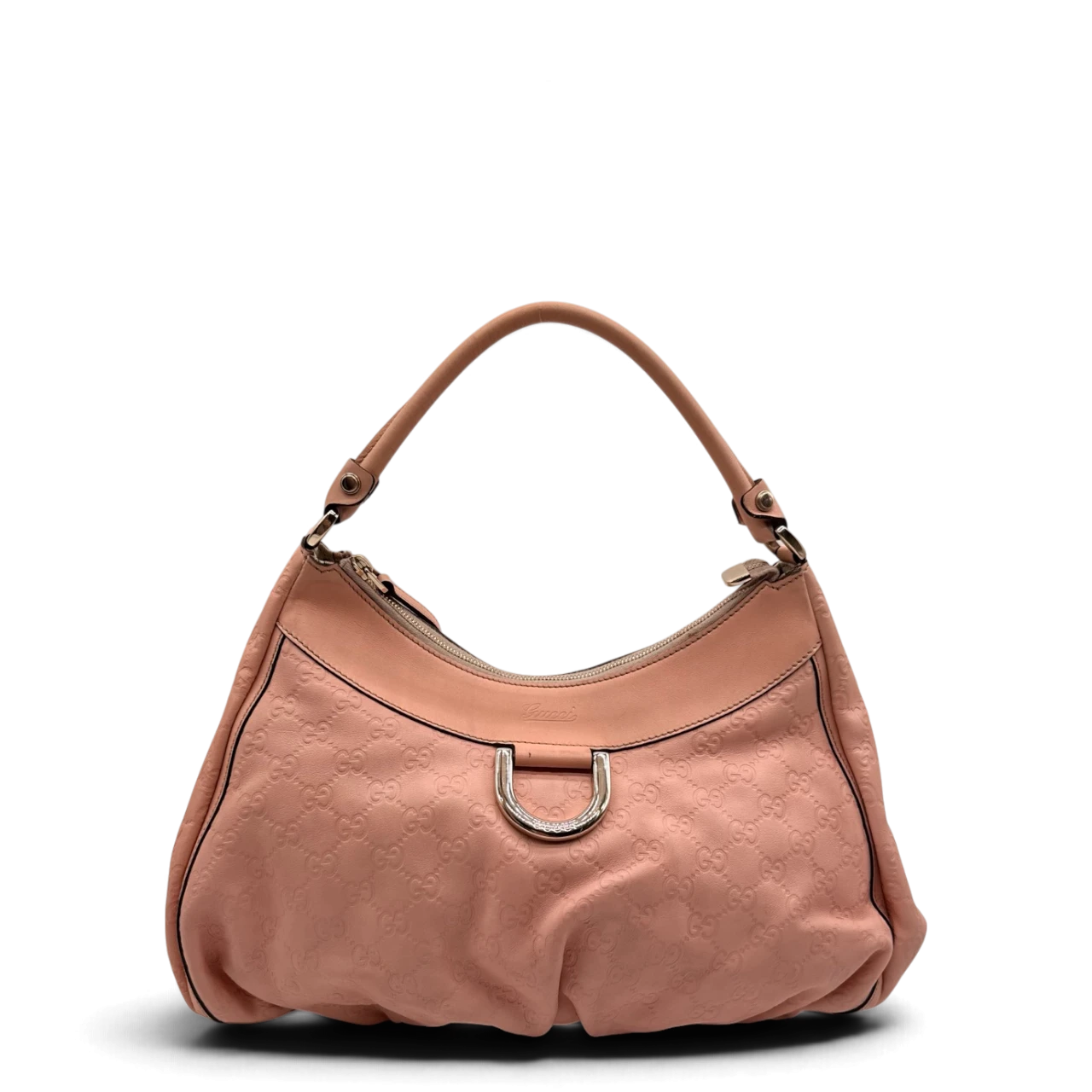 Gucci Schultertasche D-Ring large aus Leder monogram rosa