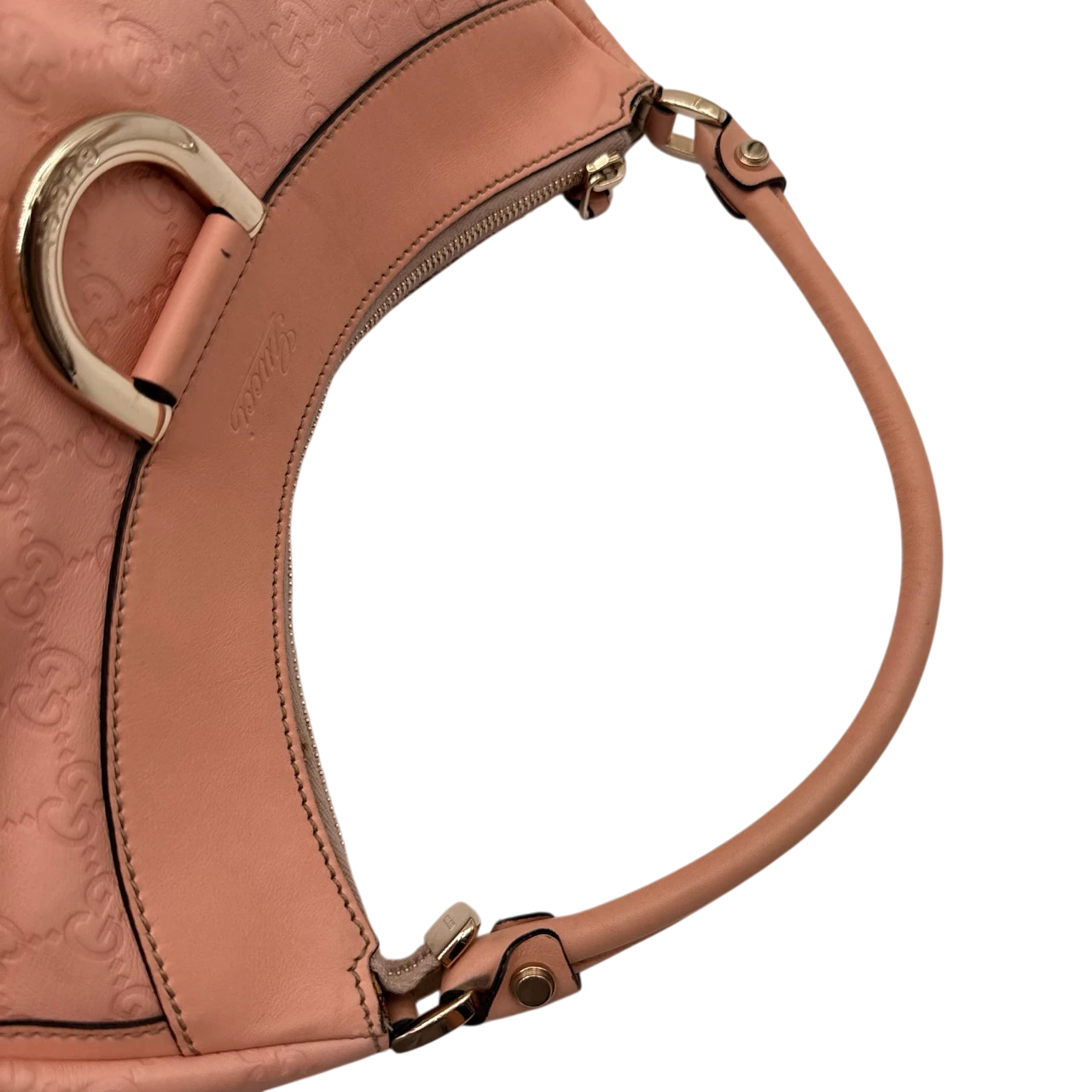 Gucci Schultertasche D-Ring large aus Leder monogram rosa