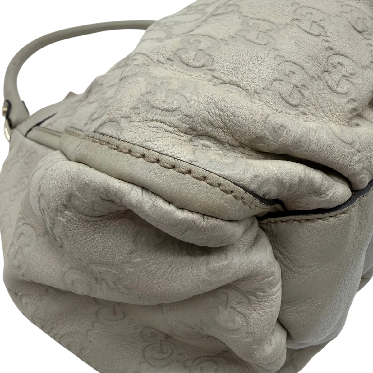 Gucci Schultertasche D-Ring large aus Leder monogram weiß
