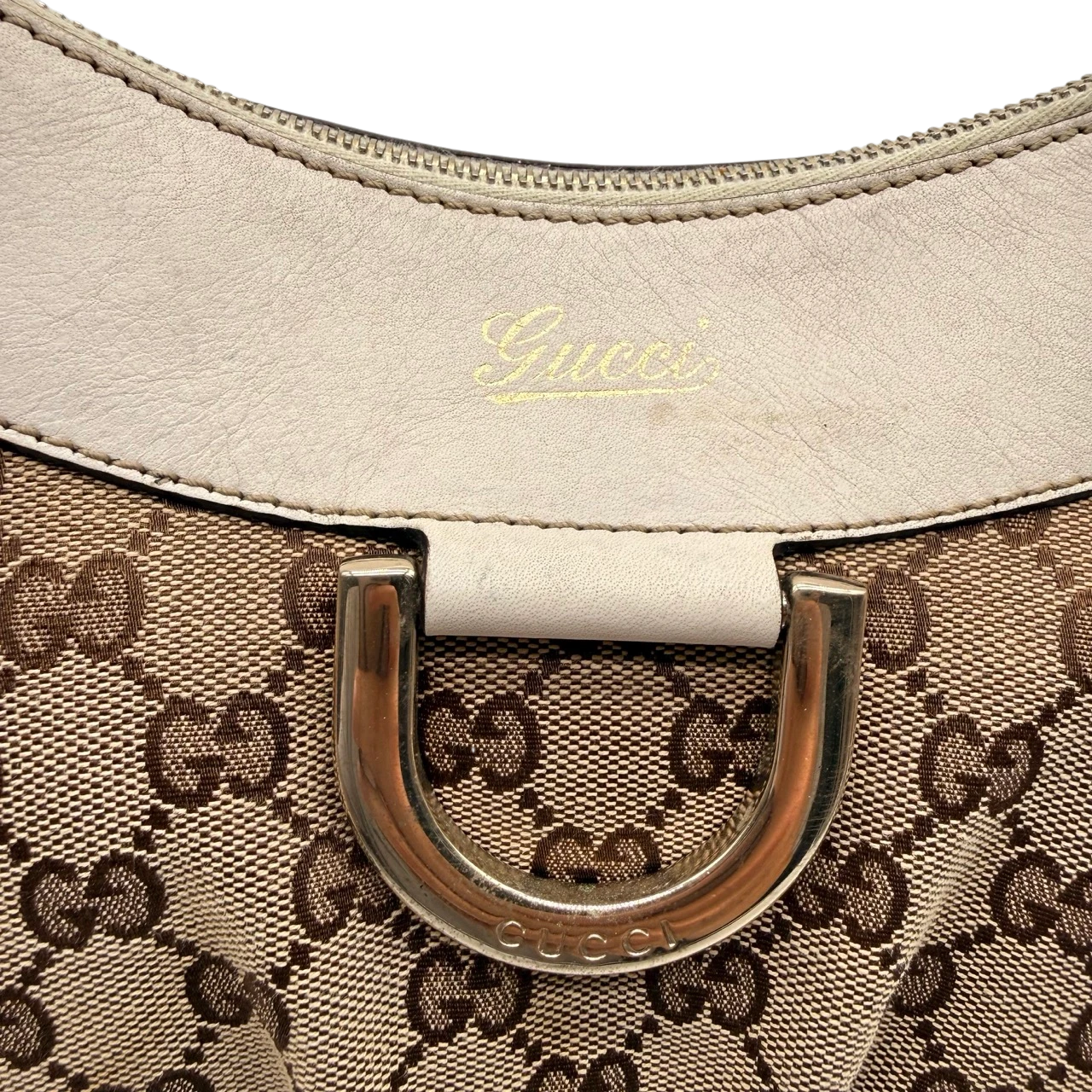 Gucci Schultertasche D-Ring large monogram beige