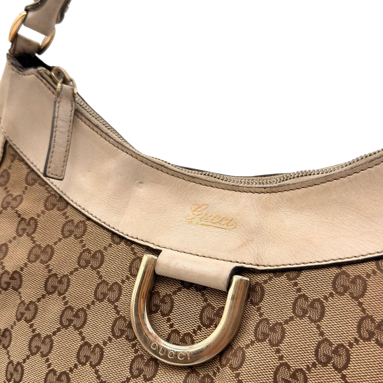 Gucci Schultertasche D-Ring large monogram beige