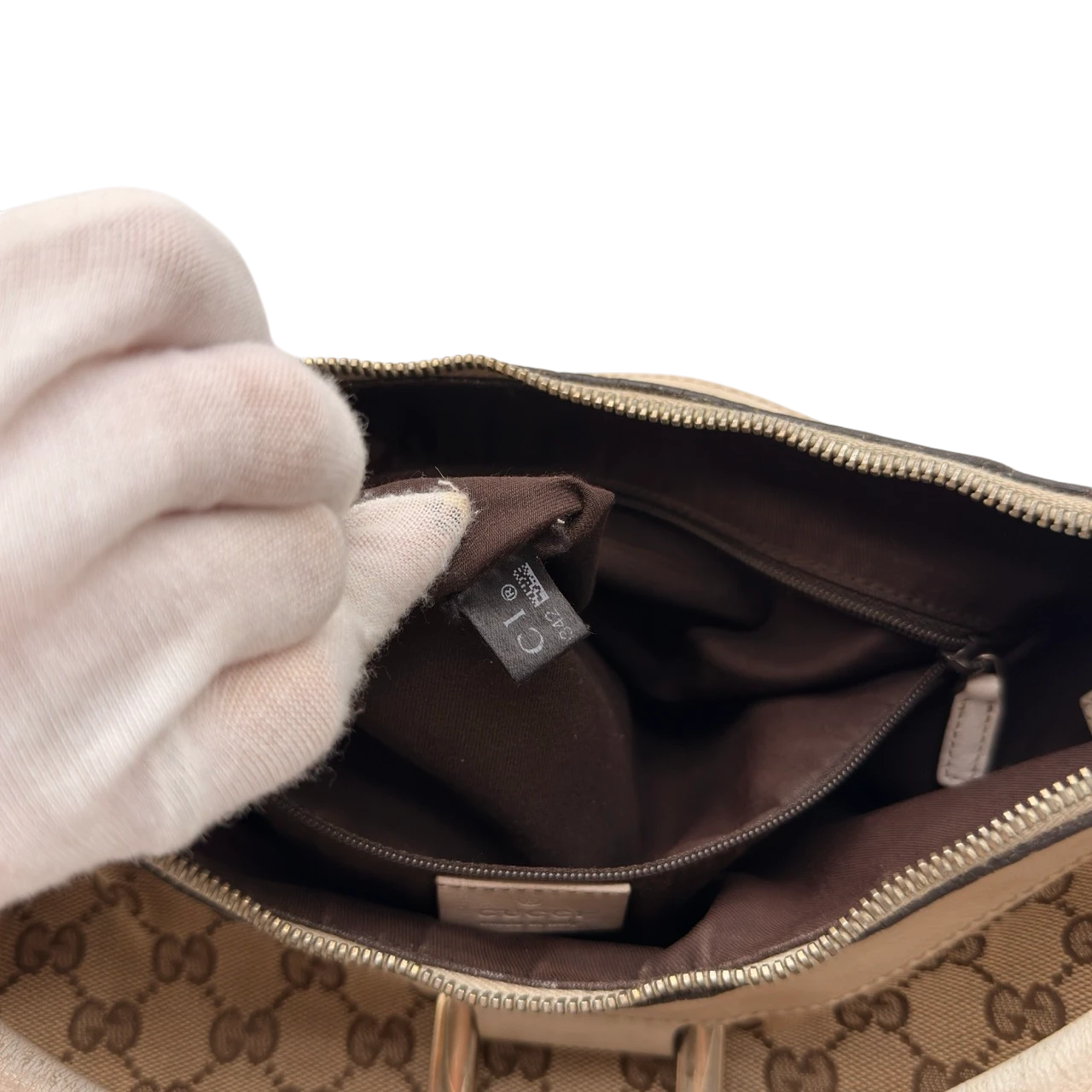 Gucci Schultertasche D-Ring large monogram beige