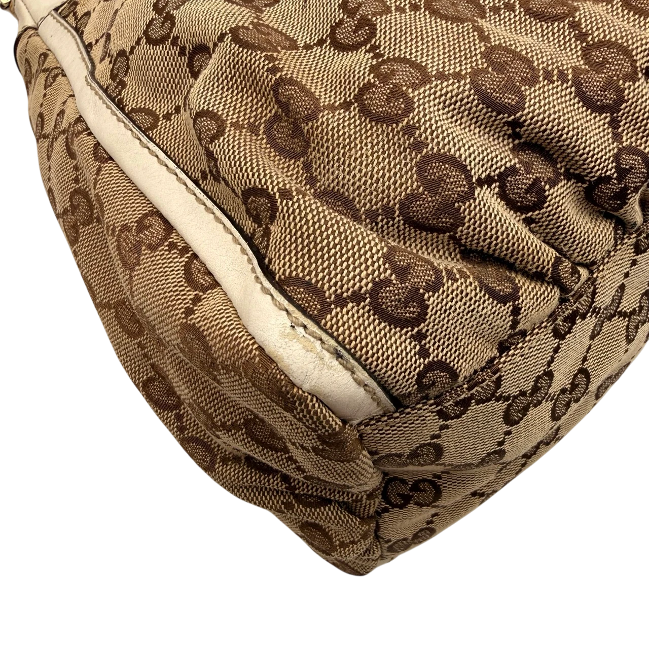 Gucci Schultertasche D-Ring large monogram beige