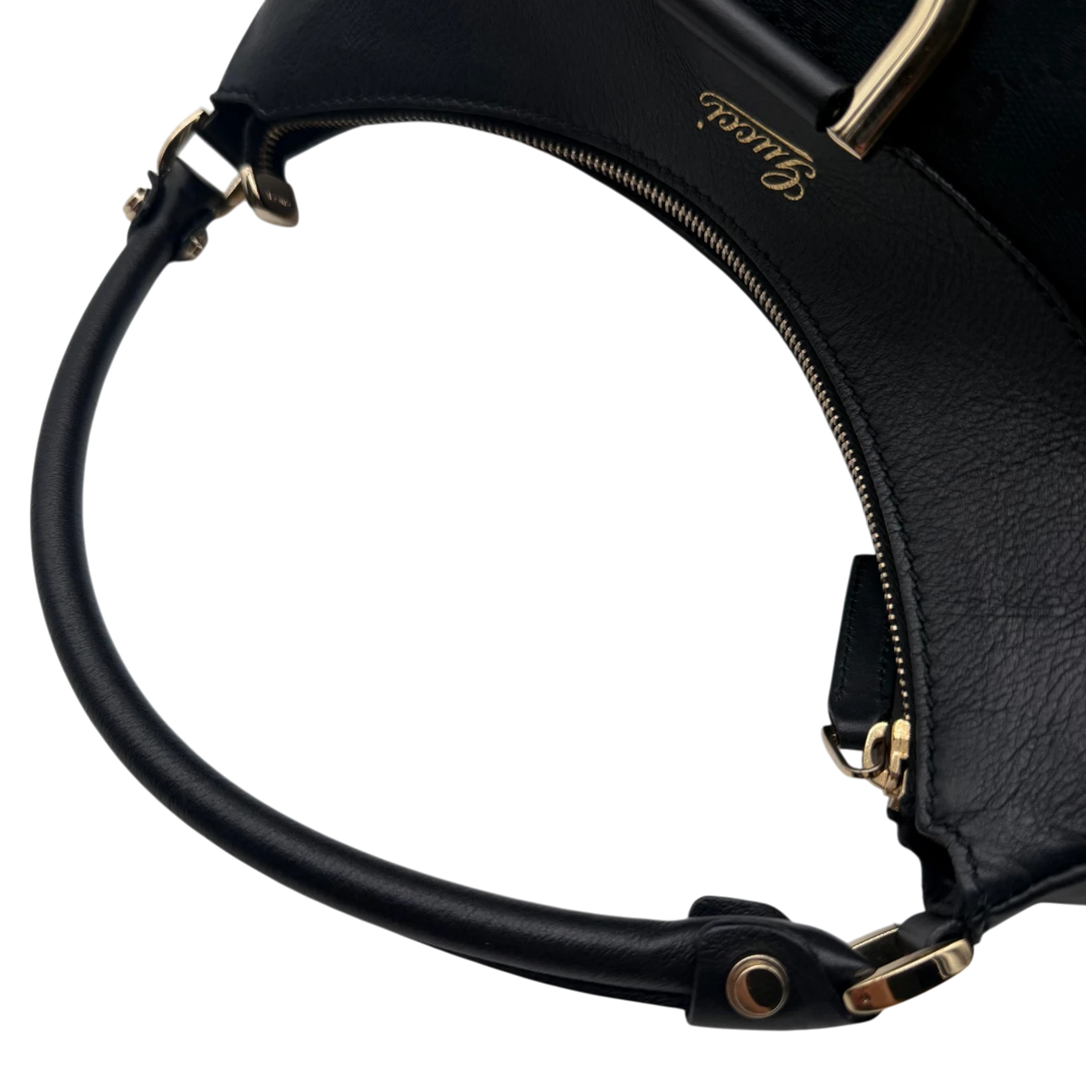 Gucci Schultertasche D-Ring large monogram schwarz – Henkel im Detail