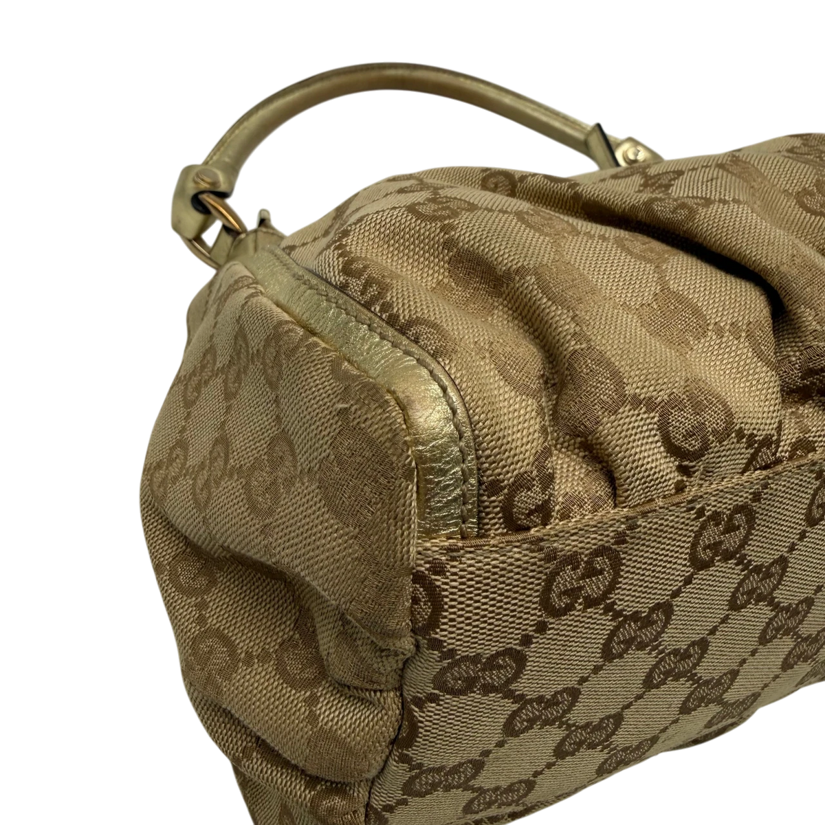 Gucci Schultertasche D-Ring monogram beige – Ecken im Detail