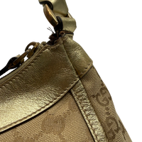Gucci Schultertasche D-Ring monogram beige – Gebrauchsspuren: ausgefranster Reißverschluss