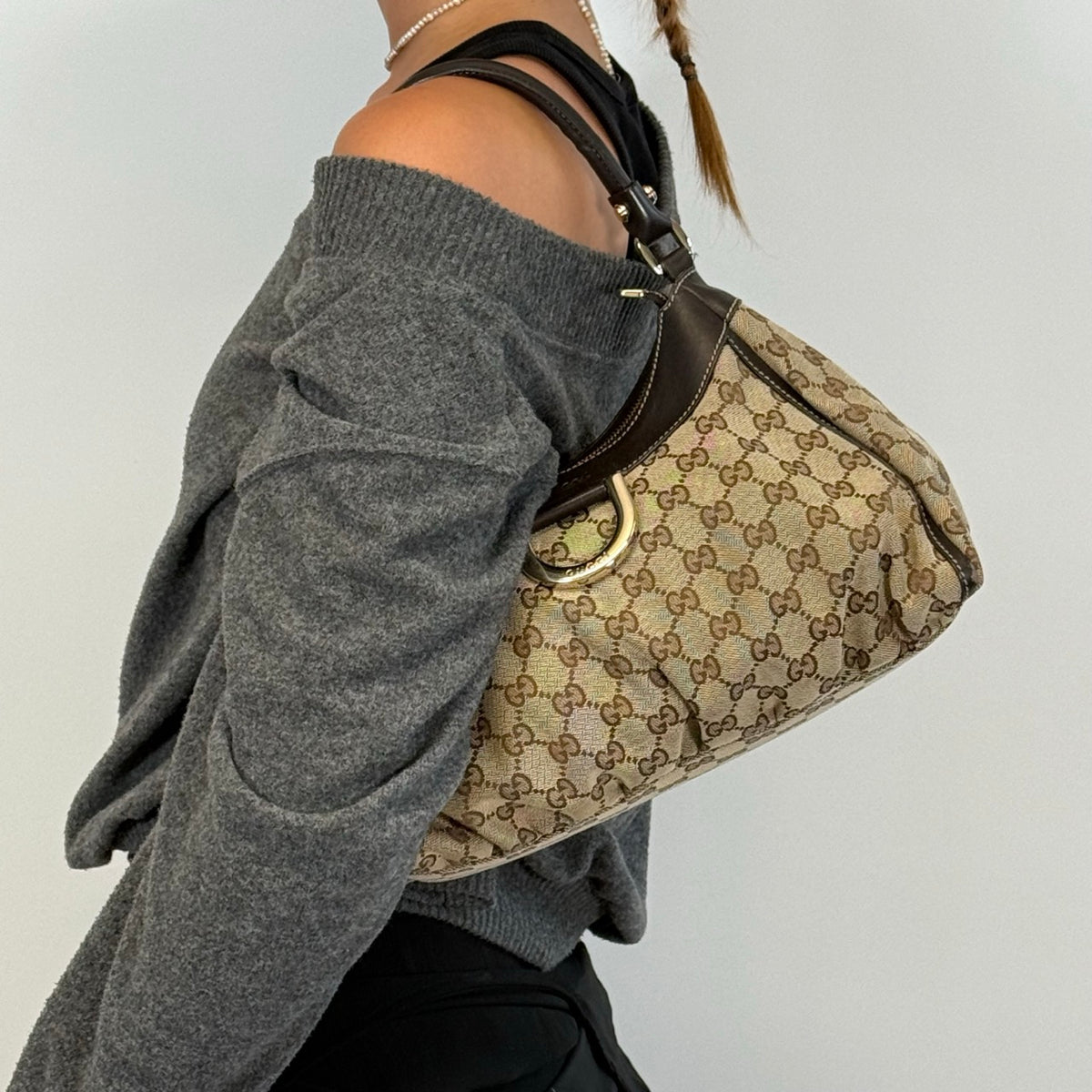Gucci Schultertasche D-Ring monogram beige