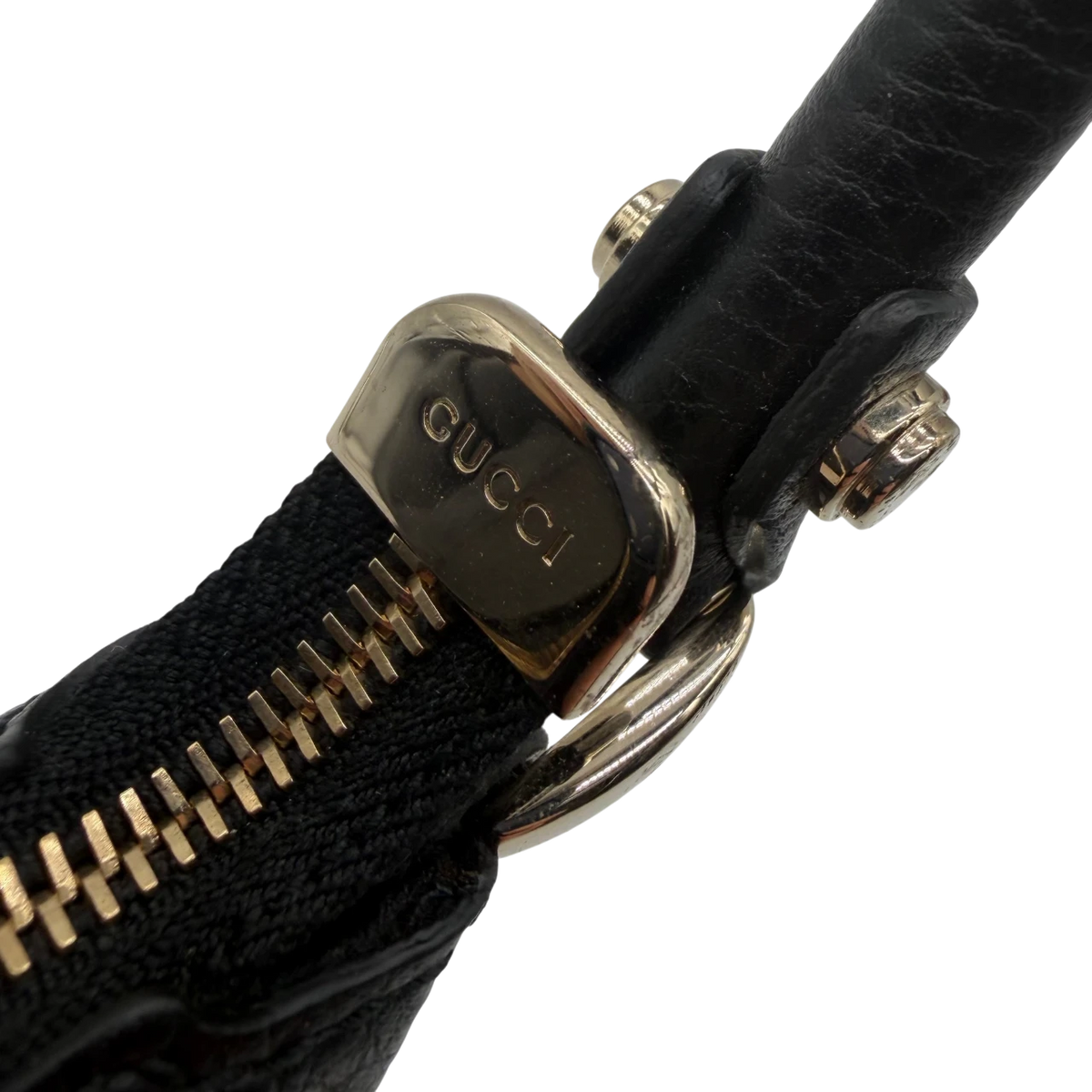 Gucci Schultertasche D-Ring monogram grau – Prägung im Detail