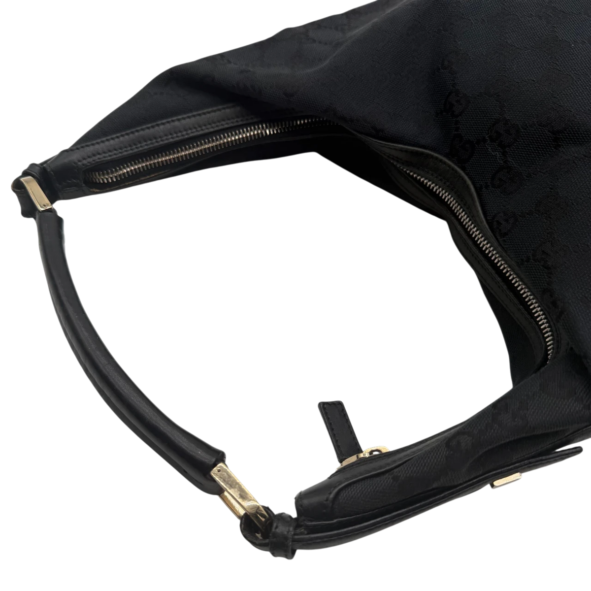 Gucci Schultertasche GG Hobo monogram schwarz – Henkel im Detail