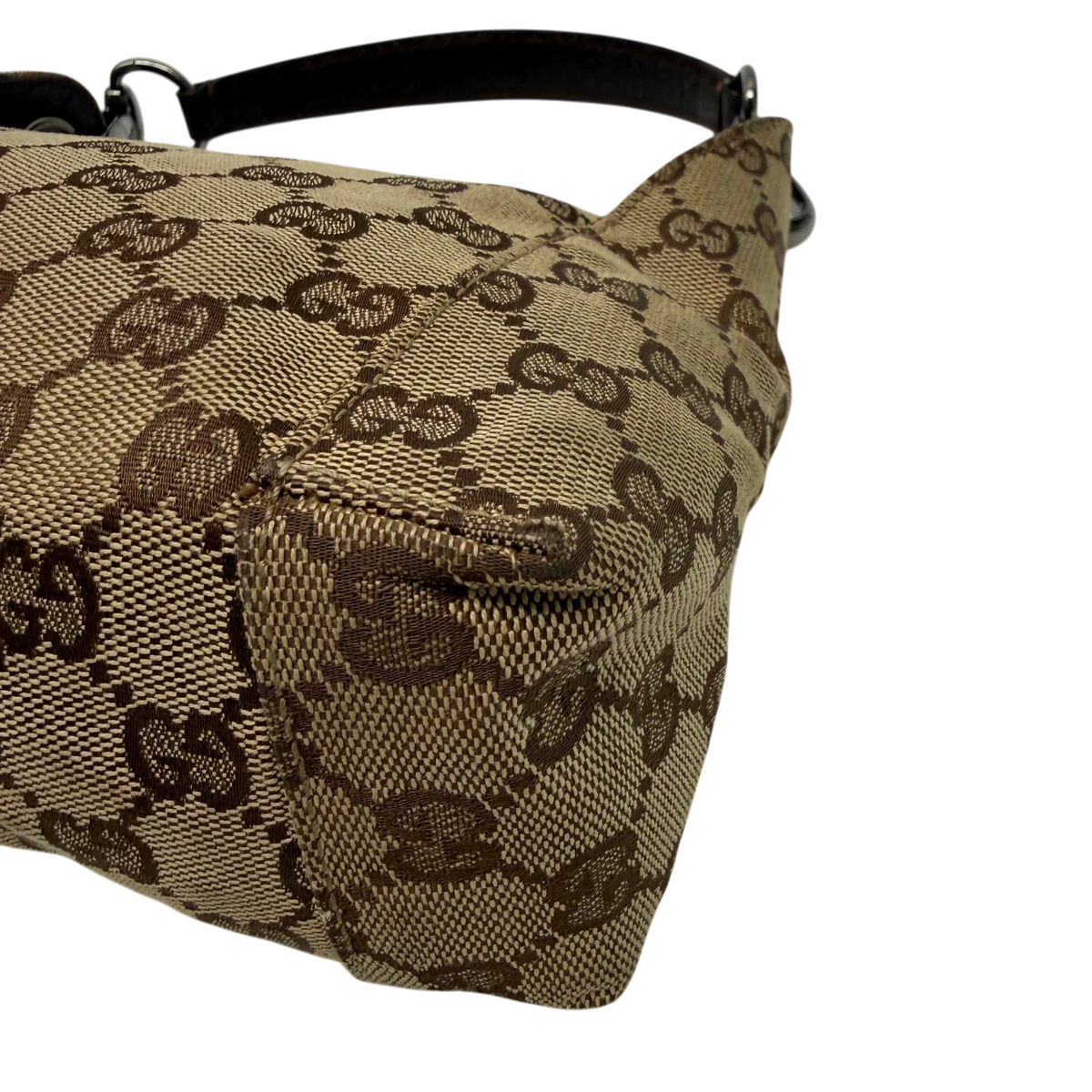 Gucci Schultertasche Hobo monogram beige – Ecken im Detail