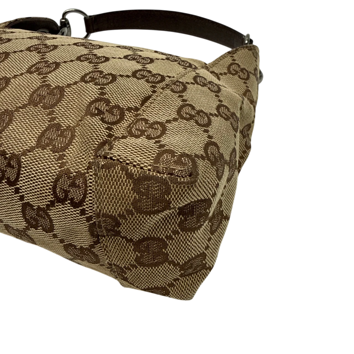 Gucci Schultertasche Hobo monogram beige – Ecken im Detail