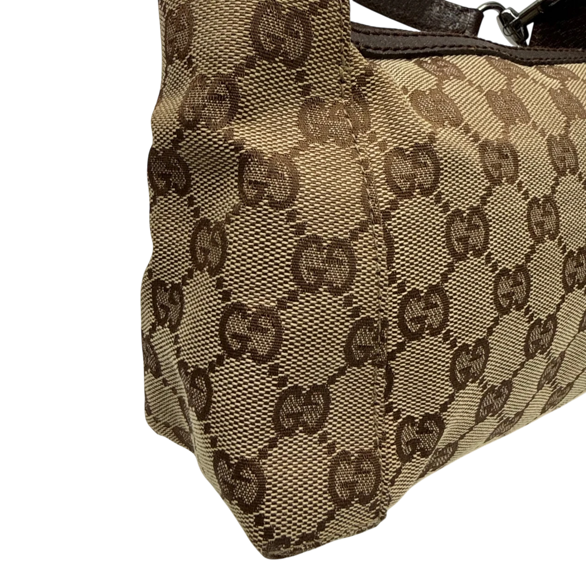 Gucci Schultertasche Hobo monogram beige – Ecken im Detail