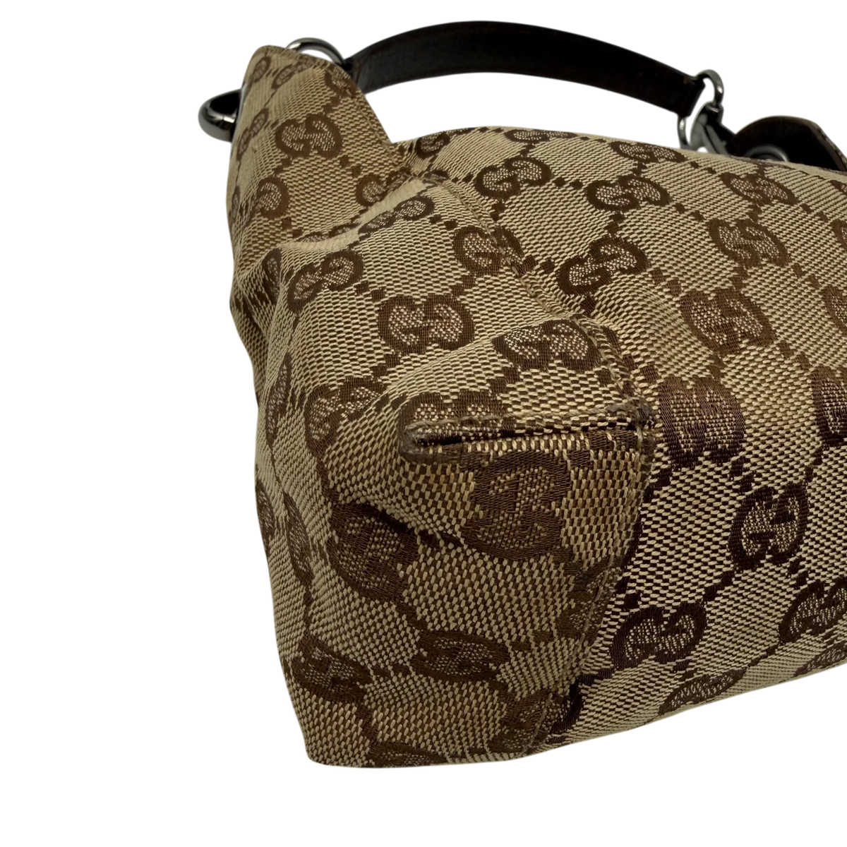 Gucci Schultertasche Hobo monogram beige – Ecken im Detail