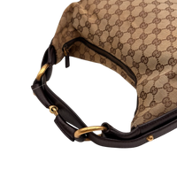 Gucci Schultertasche Horsebit Hobo large monogram beige