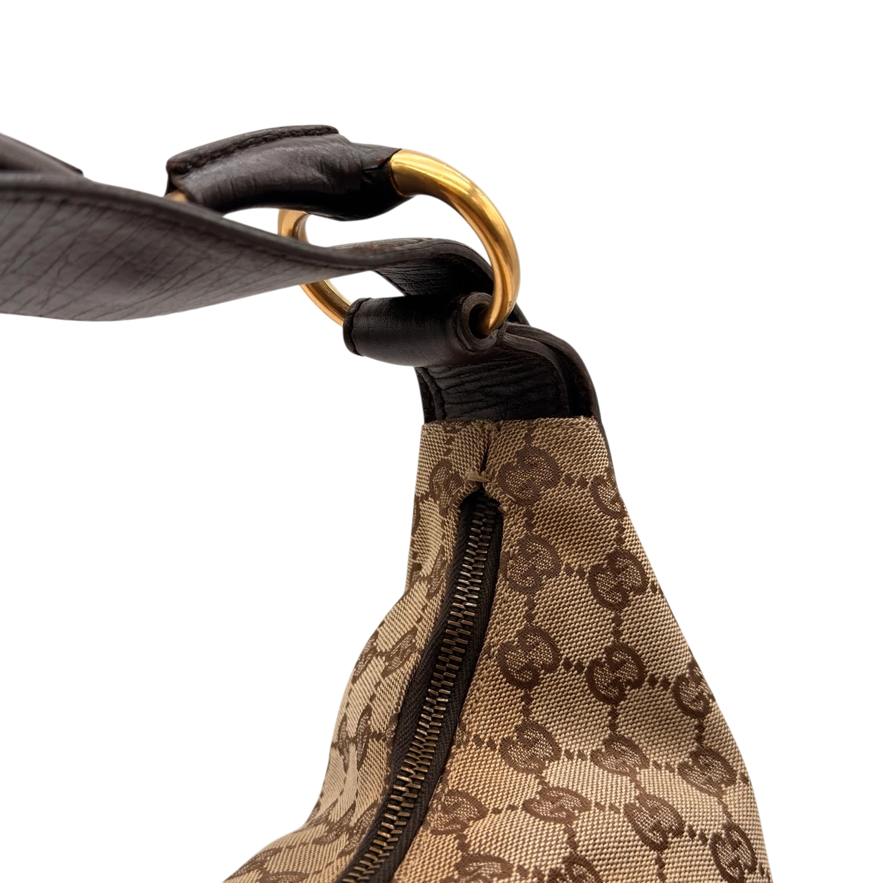 Gucci Schultertasche Horsebit Hobo large monogram beige