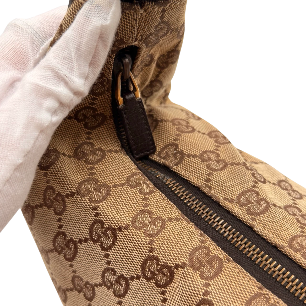 Gucci Schultertasche Horsebit Hobo large monogram beige