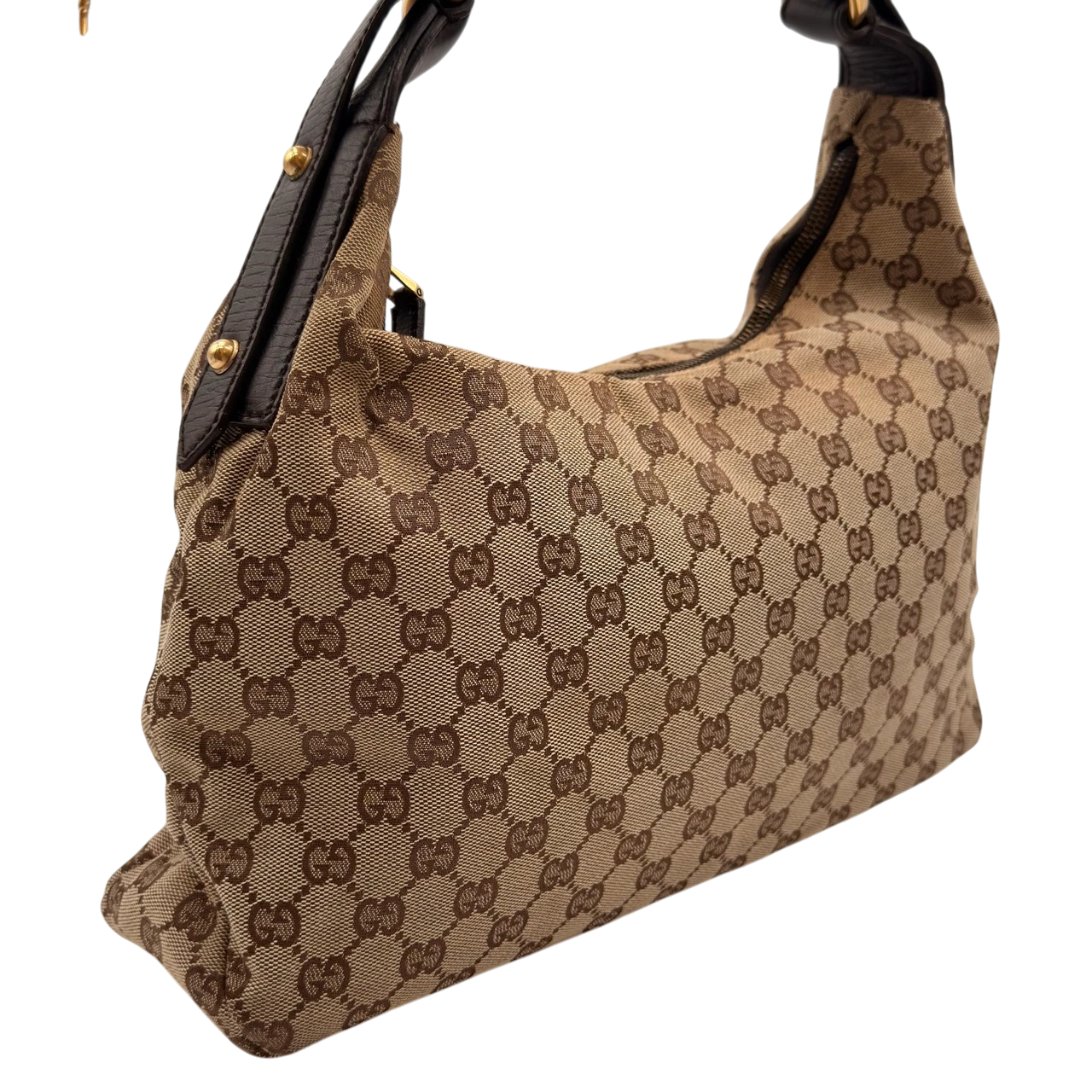Gucci Schultertasche Horsebit Hobo large monogram beige