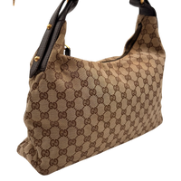 Gucci Schultertasche Horsebit Hobo large monogram beige