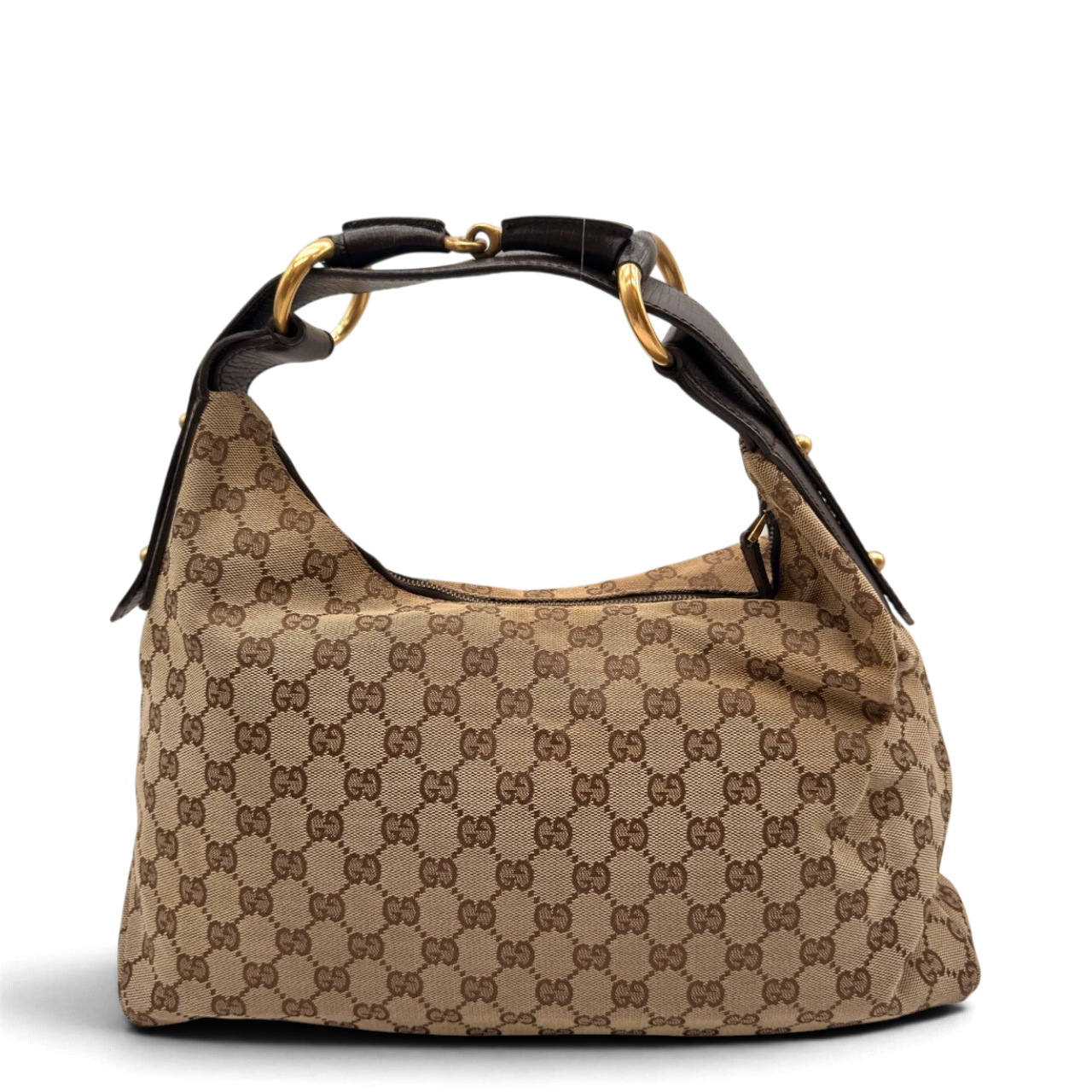 Gucci Schultertasche Horsebit Hobo large monogram beige