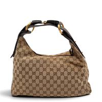 Gucci Schultertasche Horsebit Hobo large monogram beige