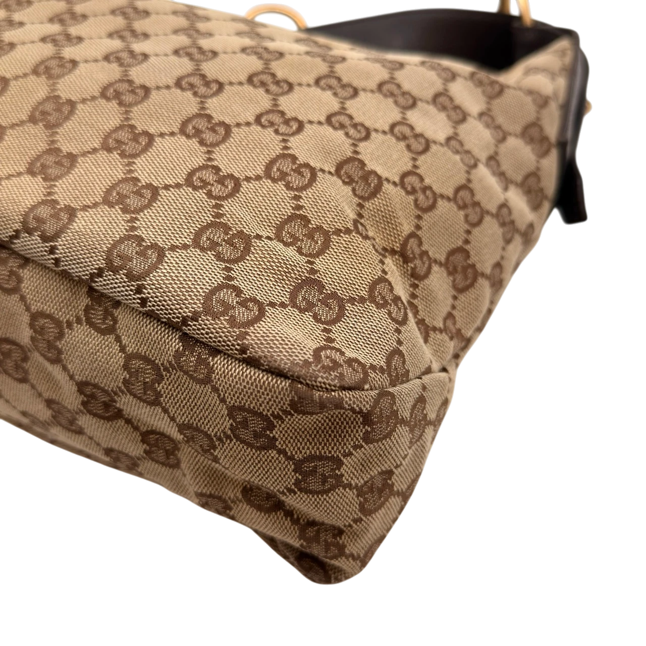 Gucci Schultertasche Horsebit Hobo large monogram beige