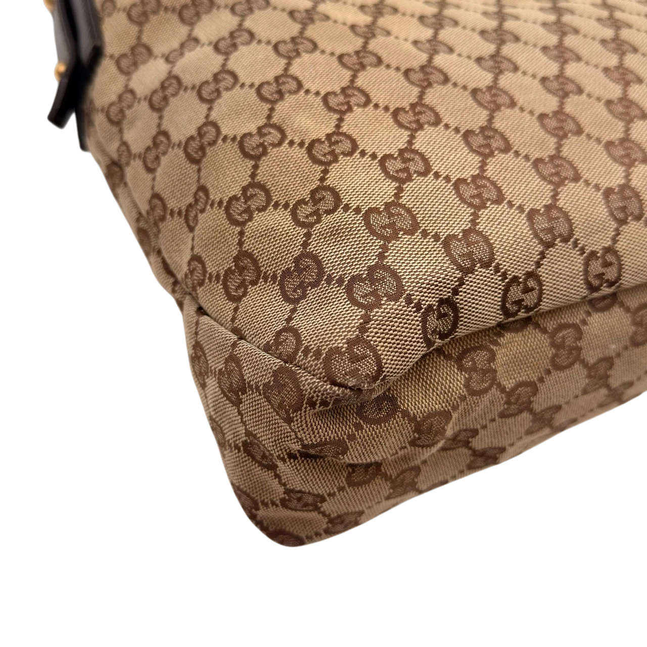 Gucci Schultertasche Horsebit Hobo large monogram beige