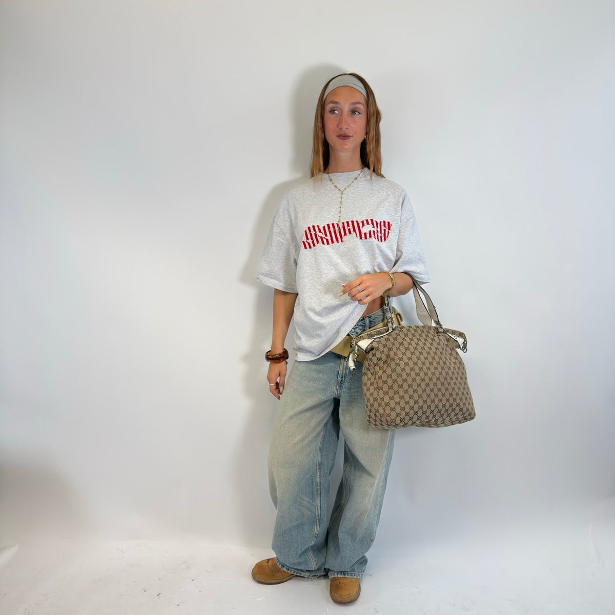 Gucci Schultertasche Icon Bit monogram beige