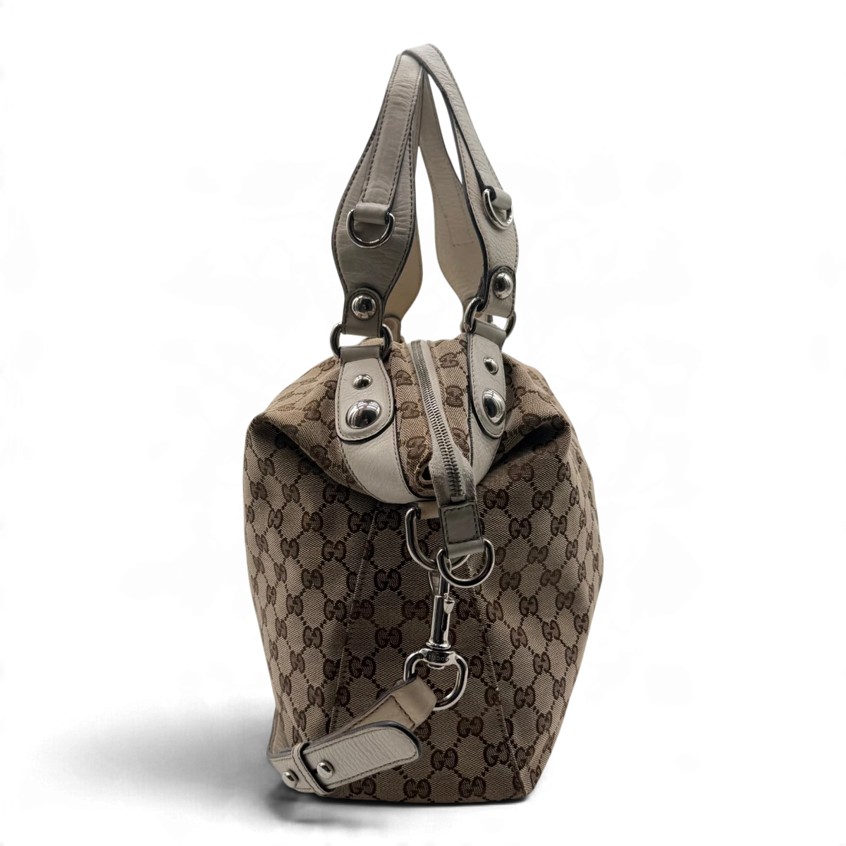 Gucci Schultertasche Icon Bit monogram beige – Seitenansicht