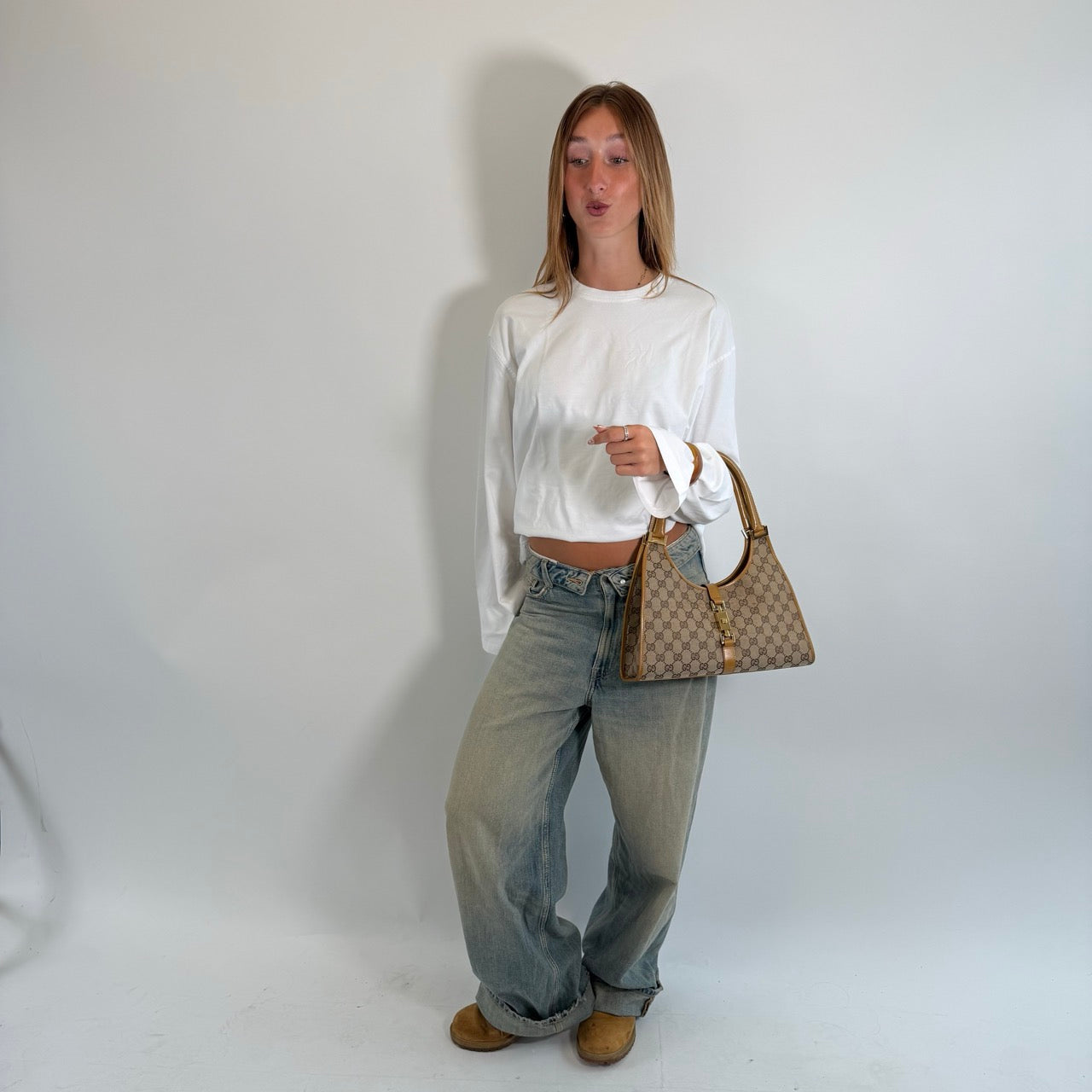 Gucci Schultertasche Jackie monogram beige