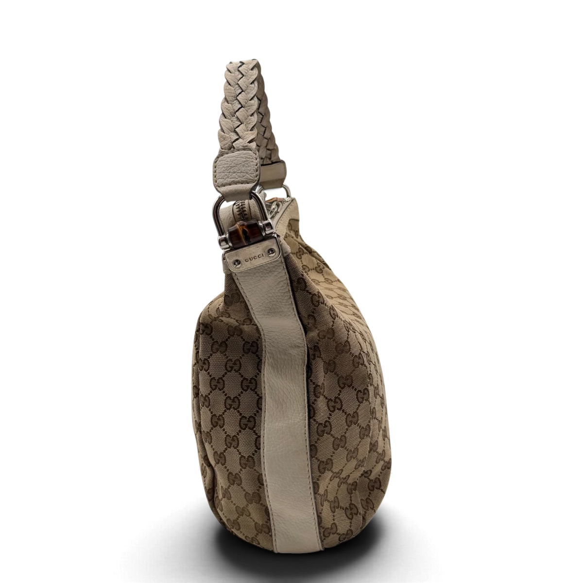 Gucci Schultertasche Marrakech Hobo monogram beige – Seitenansicht
